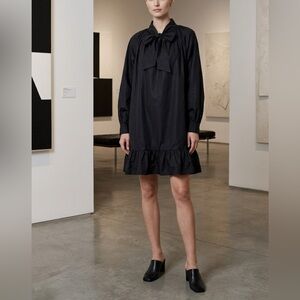 Sundays Dress 2 Black Patou Bow Neck Balloon Sleeves Ruffle Hem Taffeta Classic